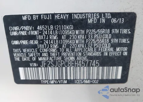 2014 Subaru Forester 2.0Xt Touring z USA, uszkodzony, nr VIN JF2SJGPC8EH457745